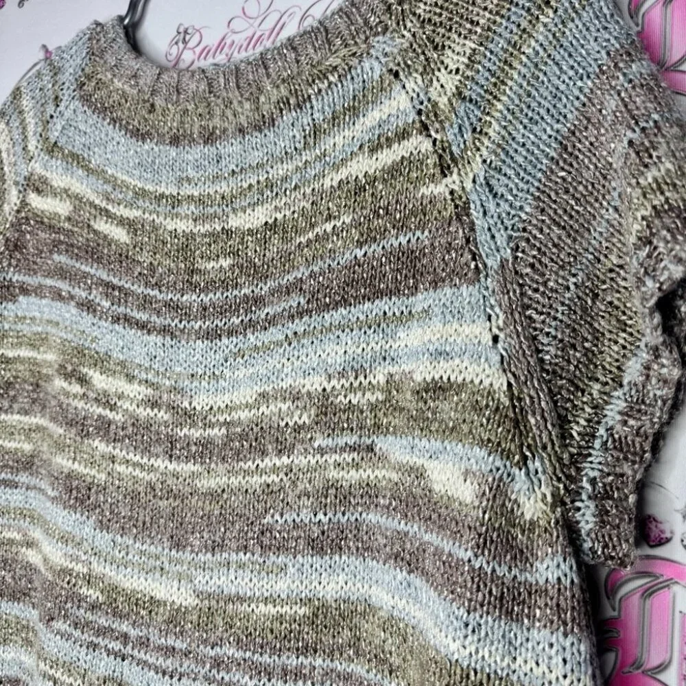 Knit sparkly shimmer top knitted crochet thick sweater tshirt style loose comfy